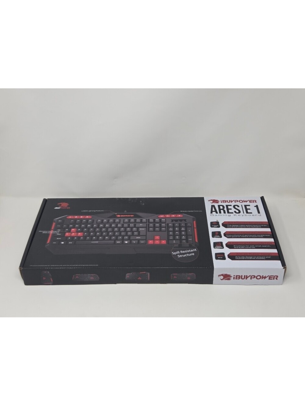 iBuyPower Ares M1 RGB Gaming Keyboard Spill Resistant Black Red Multimedia Keys